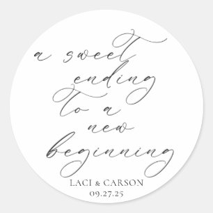 Elegante Etiqueta de Favor de Casamento em Rascunh
