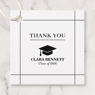 Elegante Etiqueta de Favor de Formatura Preto e Br