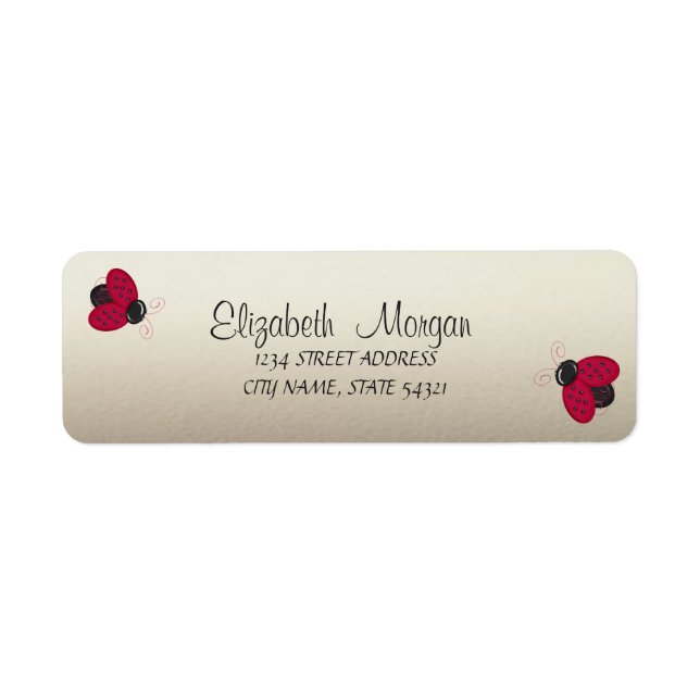 Elegante etiqueta de joaninhas engraçadas e fofas (Frente)