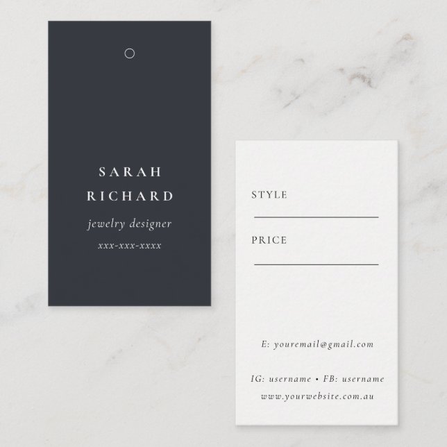 Elegante Etiqueta de Preço Nome Simples Minimalist (Frente/Verso)