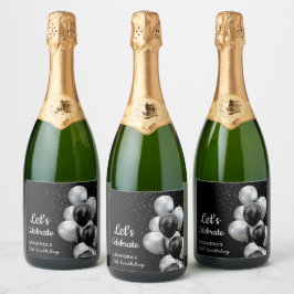 Elegante Etiqueta de Vinho Espumante Balão Preto C