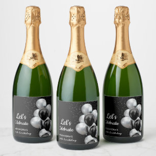 Elegante Etiqueta de Vinho Espumante Balão Preto C