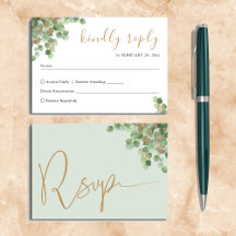 Elegante Eucalipto Botânico Verde Dourado RSVP