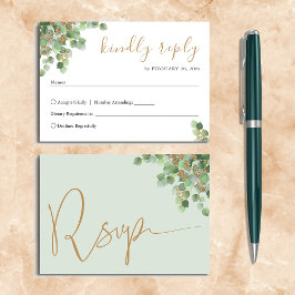 Elegante Eucalipto Verde Botânico Dourado RSVP