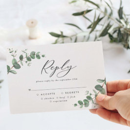 Elegante Eucalyptus deixa Greenery Wedding RSVP
