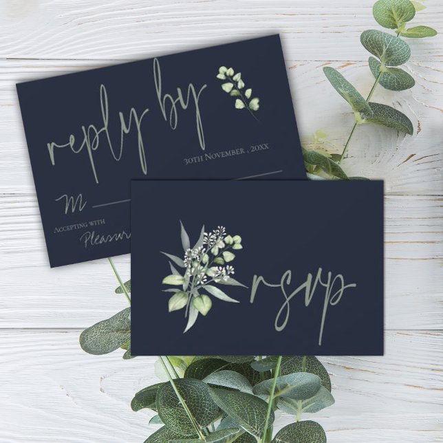 Elegante Eucalyptus deixa Greenery Wedding RSVP (Criador carregado)