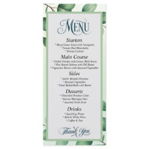 Elegante Eucalyptus Deixa Menu Moderno de Casament