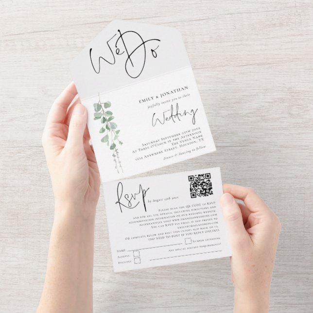 Elegante Eucalyptus Fazemos Casamento de Código QR (Aba destacável)