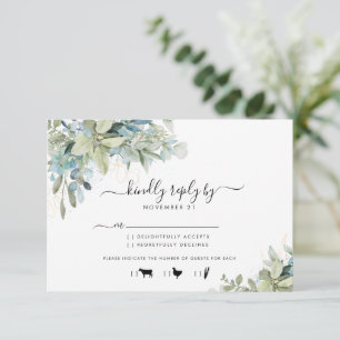 Elegante Eucalyptus Greenery Menu de Casamento RSV