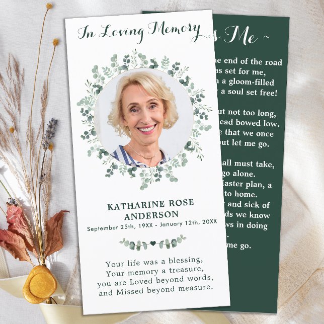 Elegante Eucalyptus Memorial Foto Funeral Prayer C (Criador carregado)