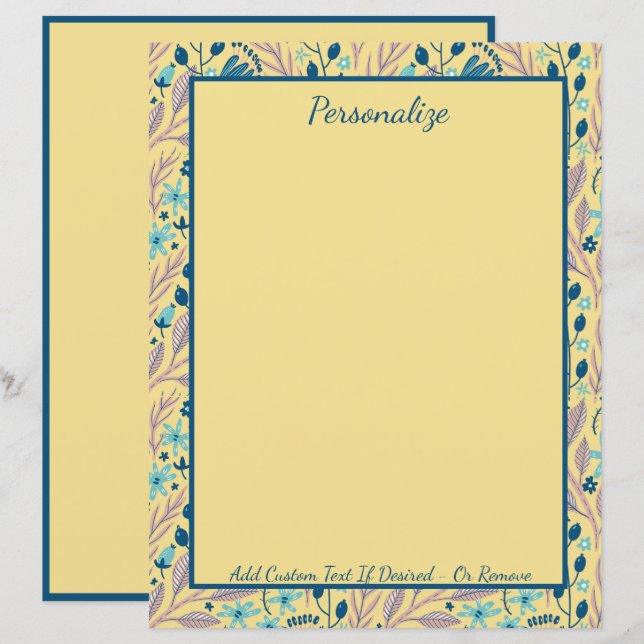 Elegante Eucalyptus Teal Foliage Khaki Stationery (Frente/Verso)
