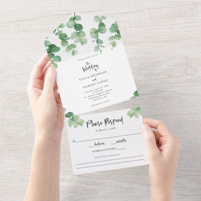 Elegante Eucalyptus Wedding Botanical Greenery Chi (Aba destacável)