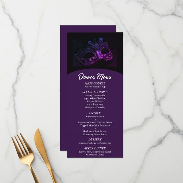 Elegante Evening Wedding Menu (Frente/Verso In Situ)