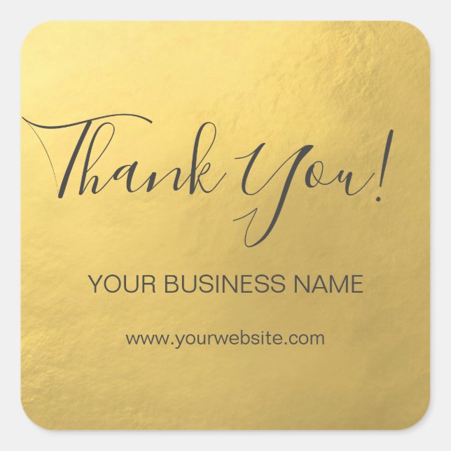 Elegante Faux Gold Foil Business Obrigado Etiqueta (Frente)