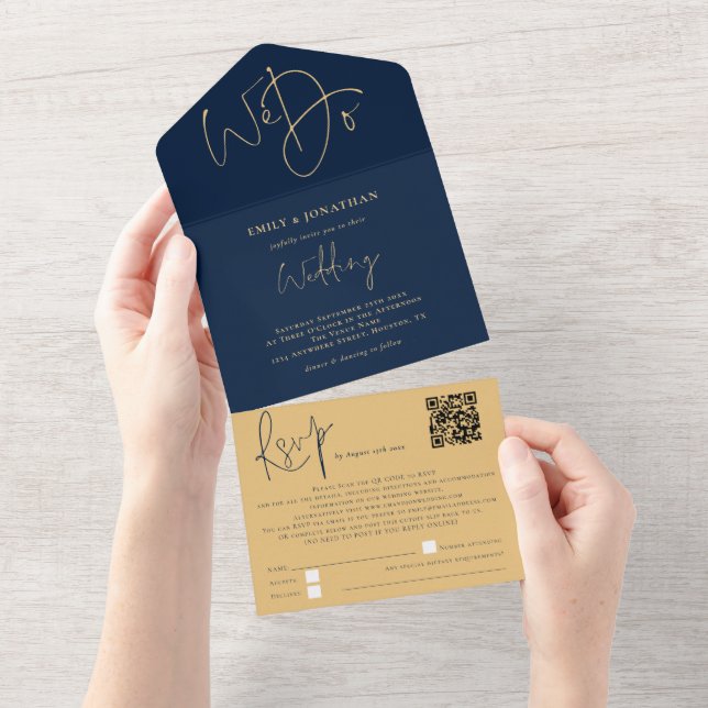 Elegante Fazemos Casamento Dourado com Marinho de  (Tearaway)