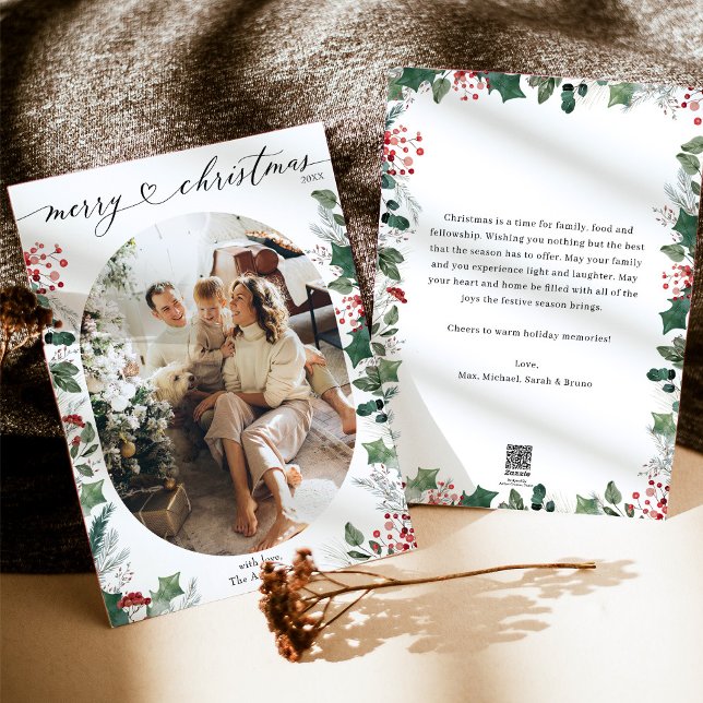 Elegante Feliz Cartão com fotos de Natal com Mensa (Criador carregado)