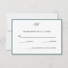 Elegante Flat Modern Botânica Green Wedding RSVP