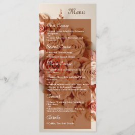 Elegante Flat Wedding Menu com flores 3D