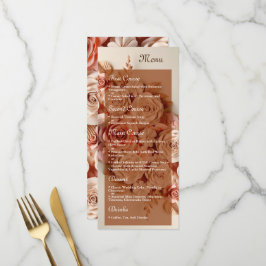 Elegante Flat Wedding Menu com flores 3D