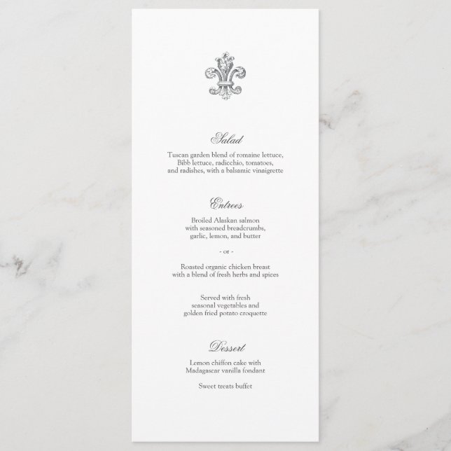 Elegante Fleur de Lis Menu 2 (Frente)