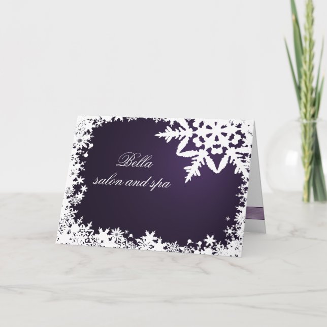 elegante floco de neve roxo - Obrigado Cartões (Frente)