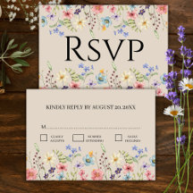 Elegante Flor de Campo Bege RSVP de Casamento