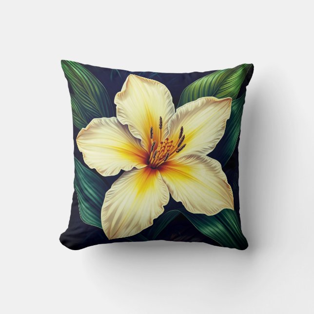 Elegante Flor de Lírio Tropical - Almofada de Arre (Frente)