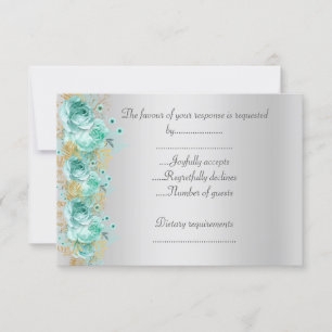 Elegante floral Aqua prata rsvp