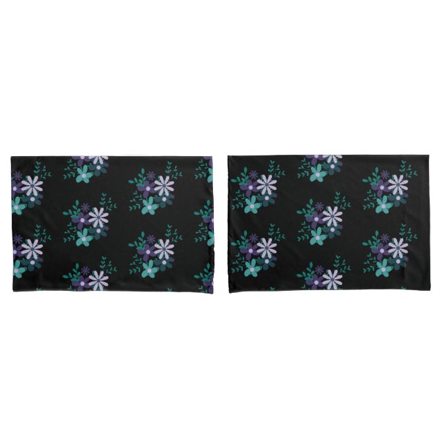 Elegante floral aqua verde violeta púrpura Escuro  (Frente - conjunto)