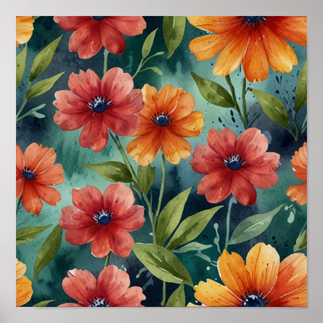 Elegante Floral Art Poster (Frente)
