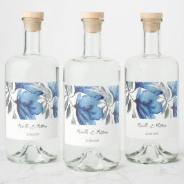 Elegante Floral Azul Aquarela Personalizado
