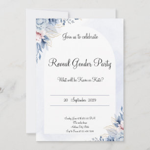 Elegante Floral Bebê Revela Sexo Convite