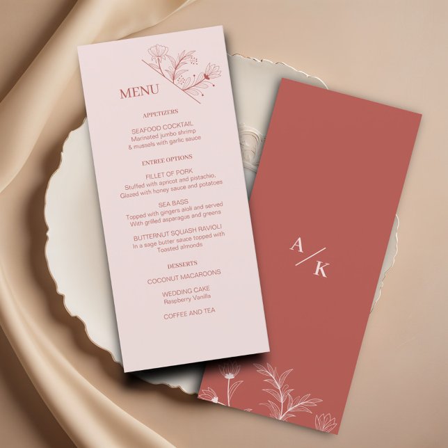 Elegante Floral Boho Wedding Menu (Criador carregado)