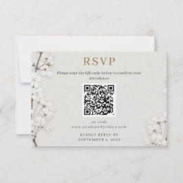 Elegante Floral Branco Código QR Casamento RSVP