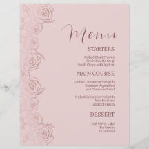 Elegante Floral Cor-de-rosa-Janto Menu Modelo