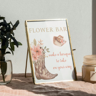 Elegante Floral Cowboy Boca-se Sinal de Poster do 