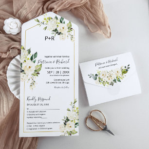 Elegante Floral Creme Branco Delicado Casamento