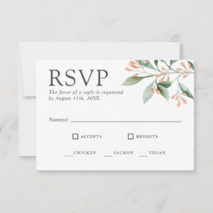 Elegante Floral em Aquarela para RSVP com Pratos P