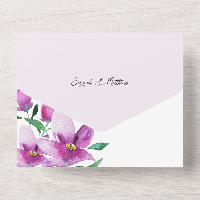 Elegante Floral em Lilás e Rosa (Verso)