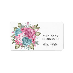 Elegante Floral Este Livro Pertence À Etiqueta Do
