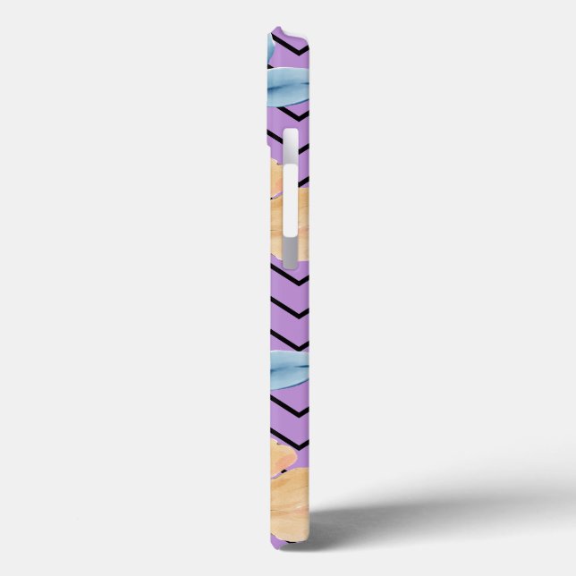 Elegante Floral iPhone 13 Case - Púrpura Fundo (Verso/Esquerda)