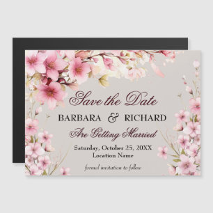 Elegante Floral Magnético de Casamento Save the Da