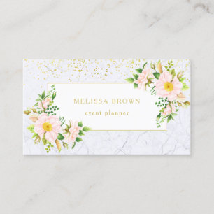 Elegante Floral Marble Chic Cartão de visita