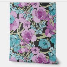 Elegante Floral Padrão Verde Flores Rosas Rosa