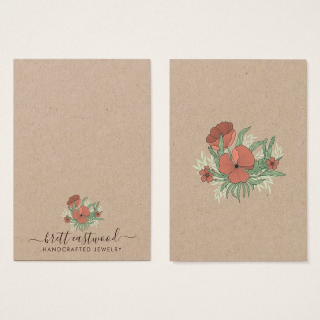Elegante Floral Poppy Enarrando Colar Kraft (Frente & Verso)