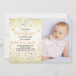Elegante Floral Primeiro Convite de Aniversário