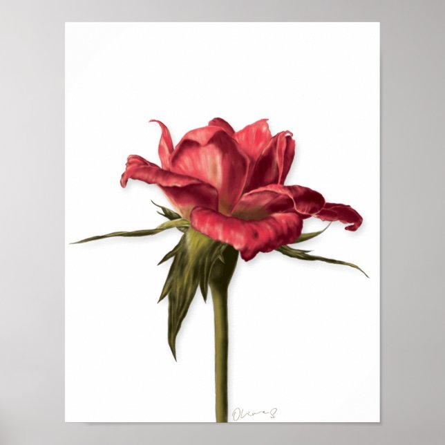 Elegante Floral Rosa Poster (Frente)