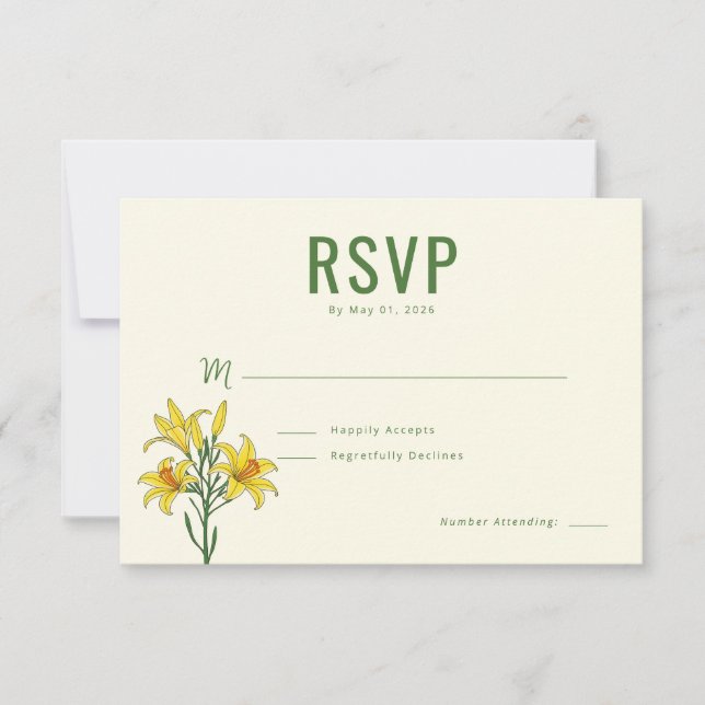 Elegante Floral Verde RSVP (Frente)