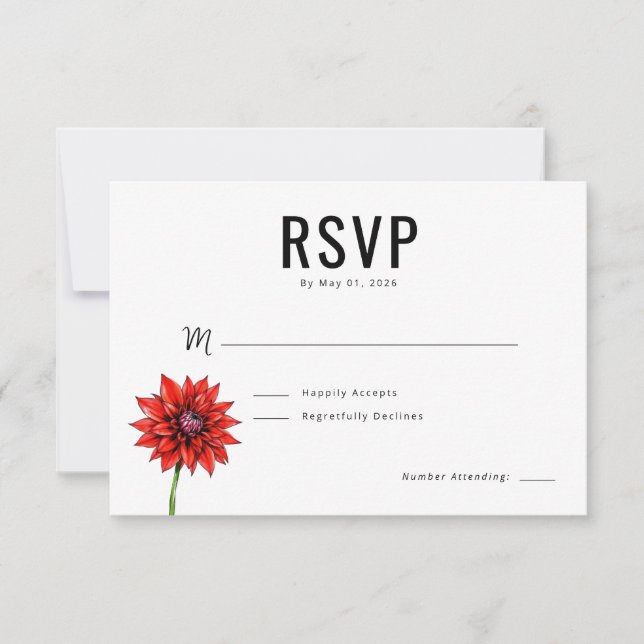 Elegante Floral Vermelho RSVP (Frente)