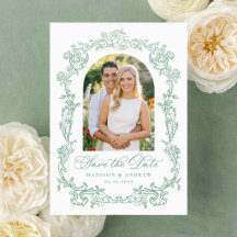Elegante Floral Vitoriano de Casamento Save the Da